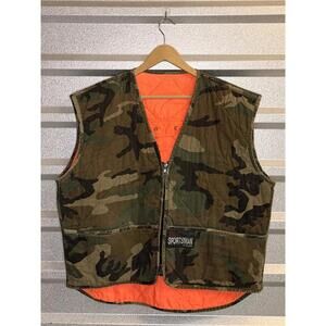 Vintage Camo Vest Master Sportsman Camouflage Quilted Reversible Vest XXL